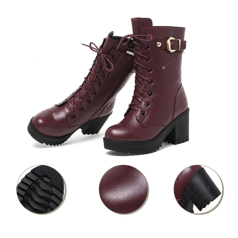 Bota Couro Feminina Inverno de Lã